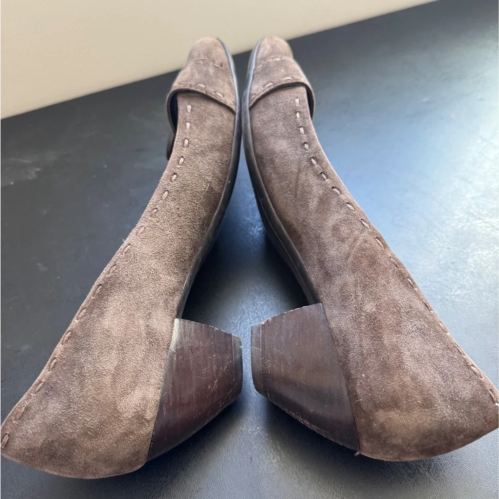 90s Vintage Franco Sarto Womens Suede Leather Slip on Button Mary Janes sz 9 Y2K